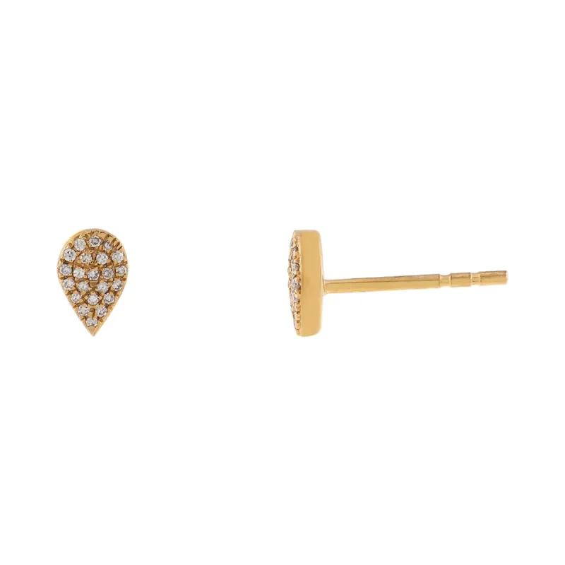 Pavé Diamond Pear Stud Earring 14K sold by Adina Eden's