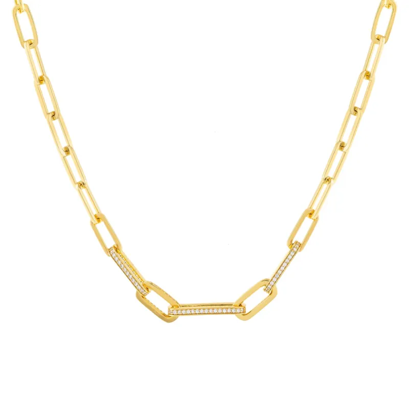 Dimensional Pavé Link Necklace sold by Adina Eden's