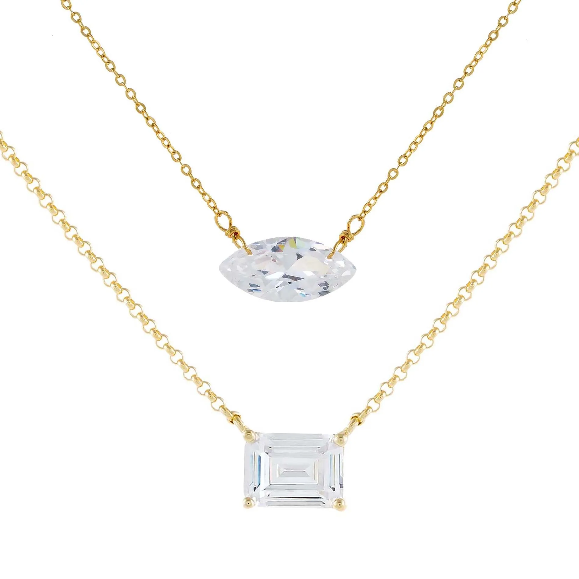 Baguette X Marquise Necklace Combo Set sold by Adina Eden's