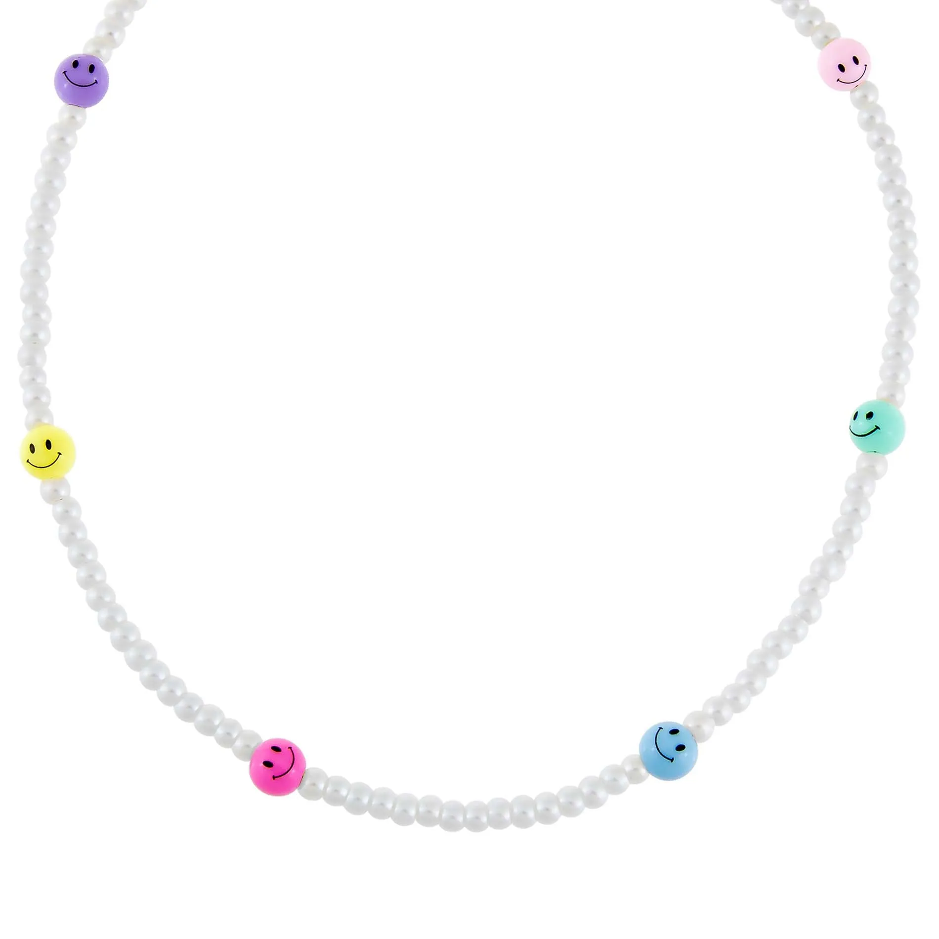 Multi Pastel Smiley Face Pearl Necklace sold by Adina Eden's