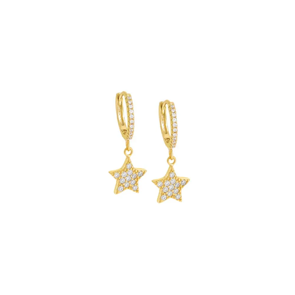Pavé Dangling Star Huggie Earring sold by Adina Eden's
