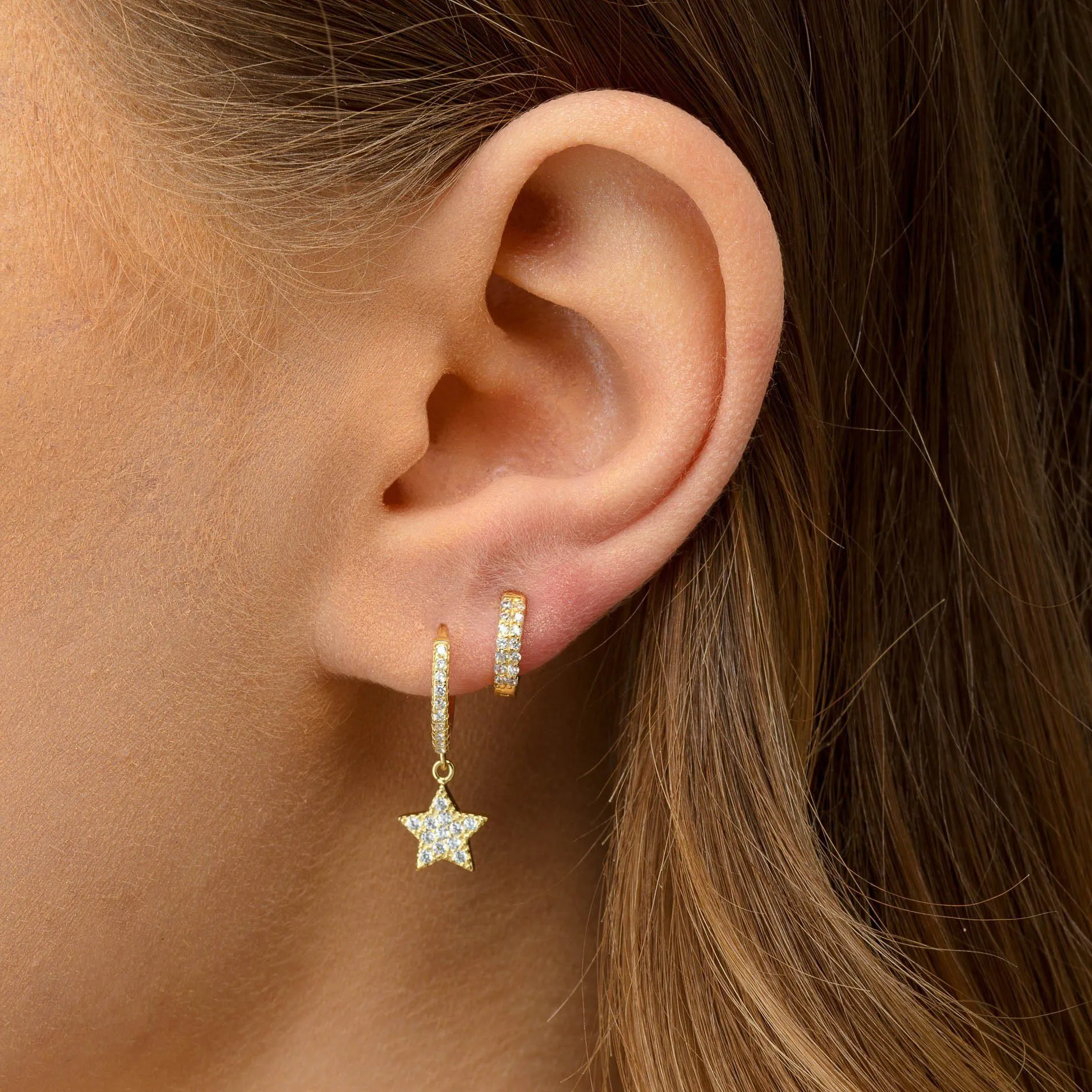 Pavé Dangling Star Huggie Earring sold by Adina Eden's product image thumbnail 2