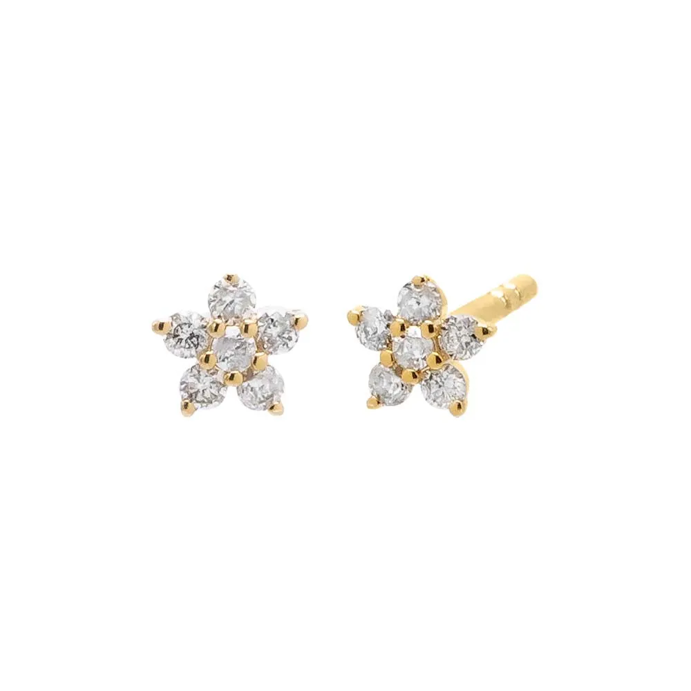 Diamond Mini Flower Stud Earring 14K sold by Adina Eden's