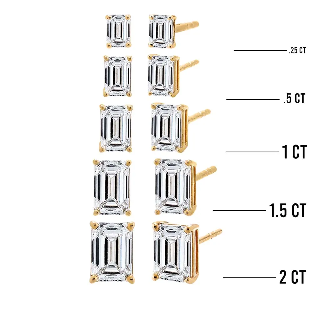 Lab Grown Diamond Emerald Four Prong Stud Earring 14K sold by Adina Eden's product image thumbnail 4