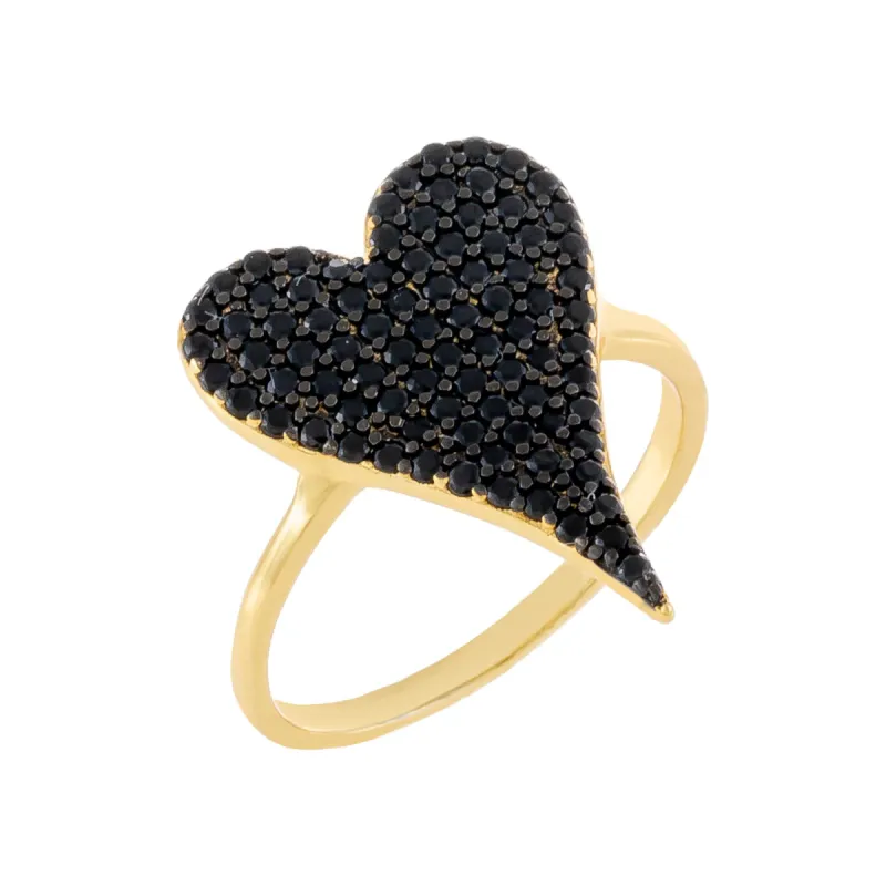 Pavé Onyx Heart Ring sold by Adina Eden's