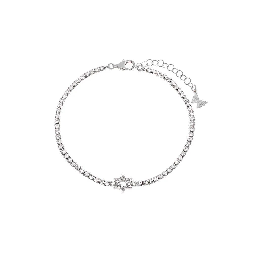 Pave CZ Star Of David Tennis Bracelet sold by Adina Eden's product image thumbnail 4