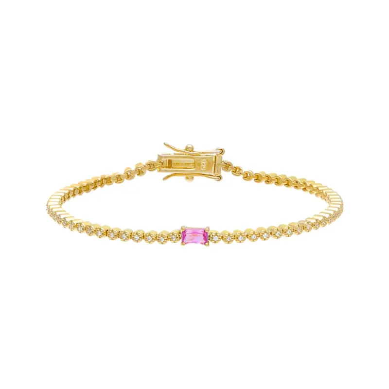 CZ Baguette Stone Tennis Bracelet sold by Adina Eden's