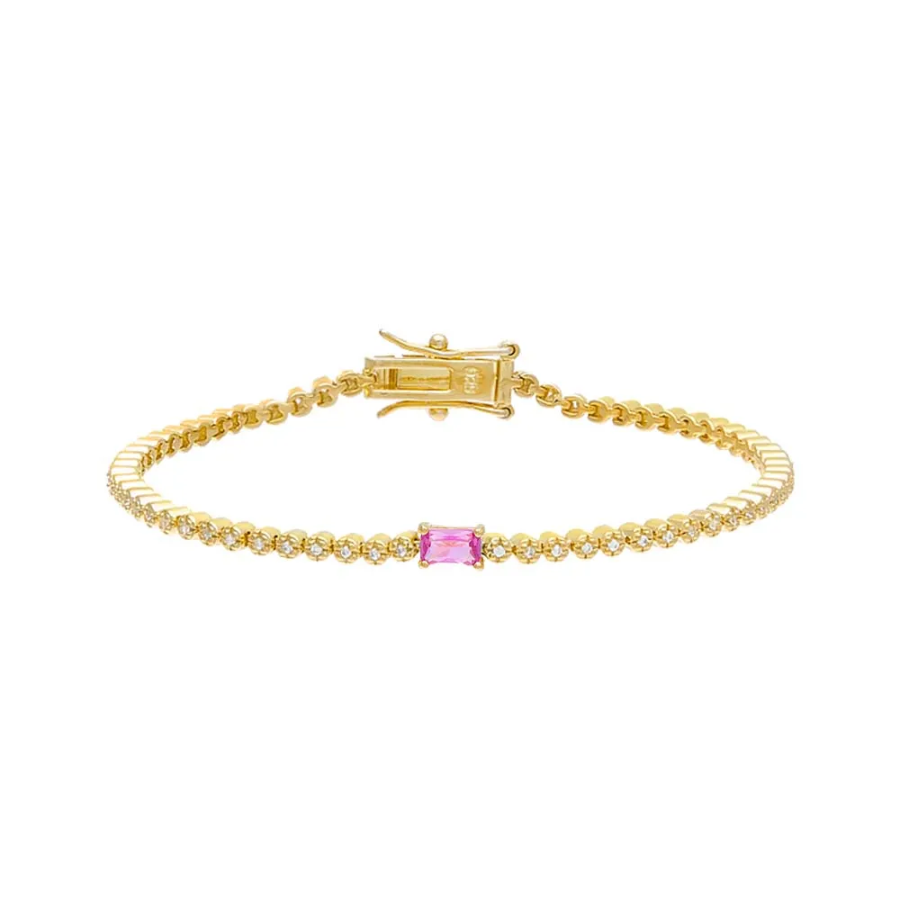 CZ Baguette Stone Tennis Bracelet sold by Adina Eden's