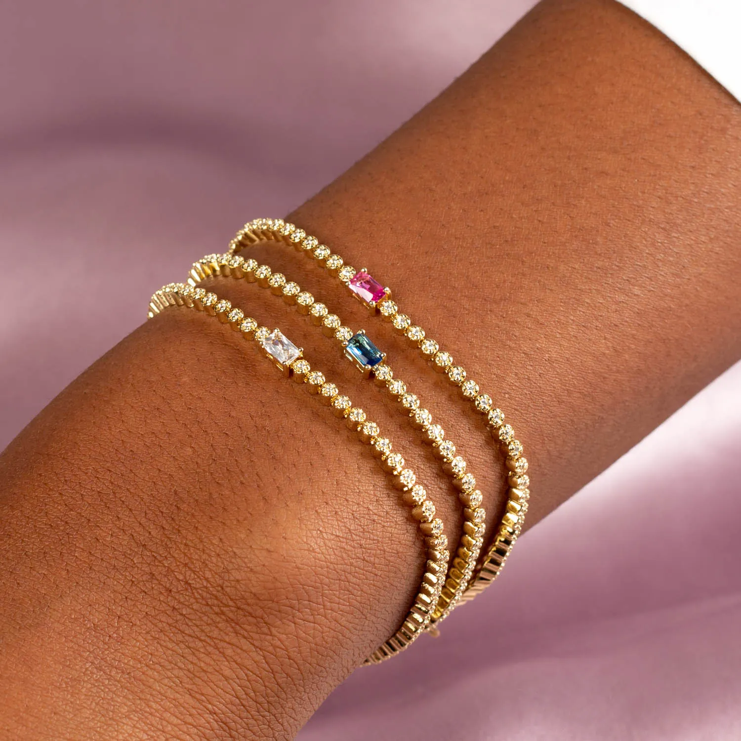 CZ Baguette Stone Tennis Bracelet sold by Adina Eden's product image thumbnail 2