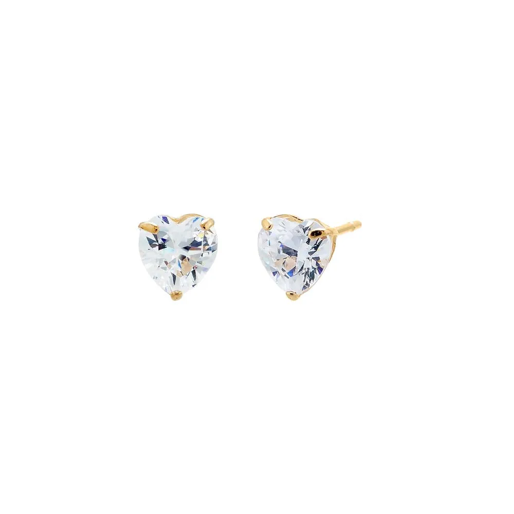 CZ Heart Stud Earring 14K sold by Adina Eden's