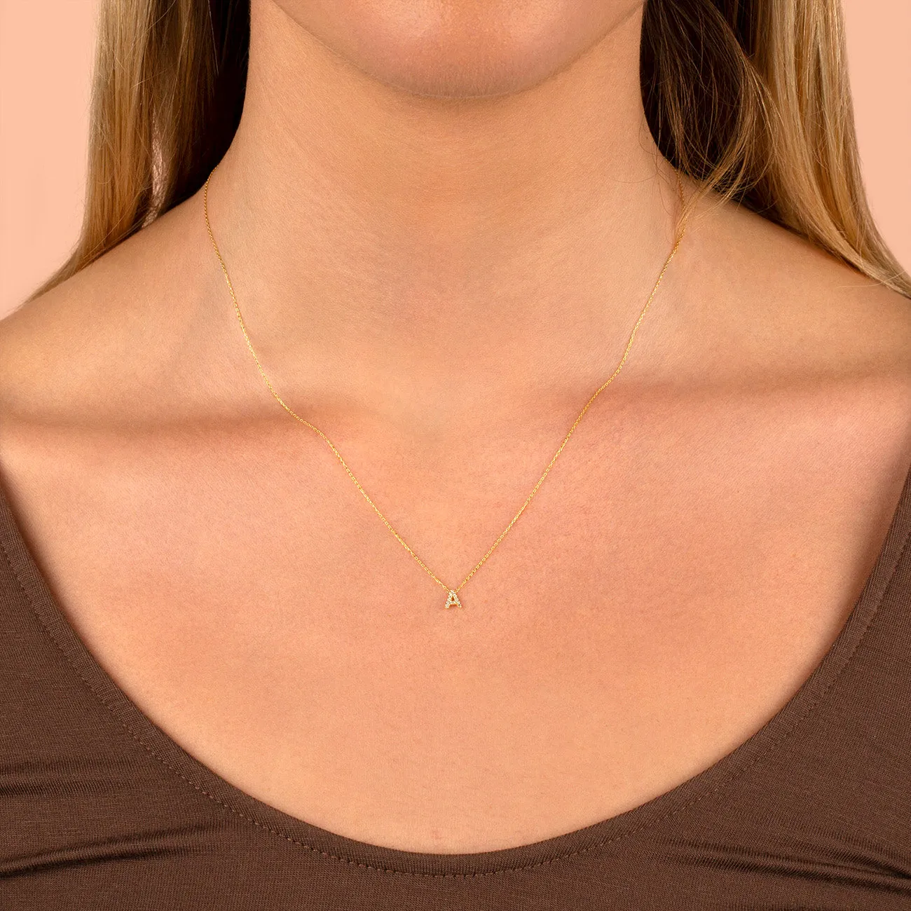 Diamond Initial Necklace 14K sold by Adina Eden's product image thumbnail 3