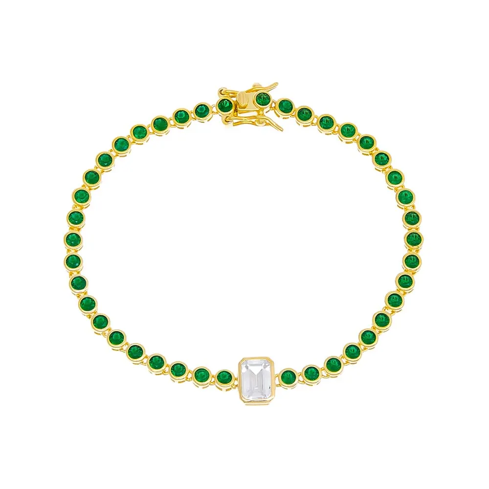 Colored Emerald Bezel Tennis Bracelet sold by Adina Eden's product image thumbnail 3