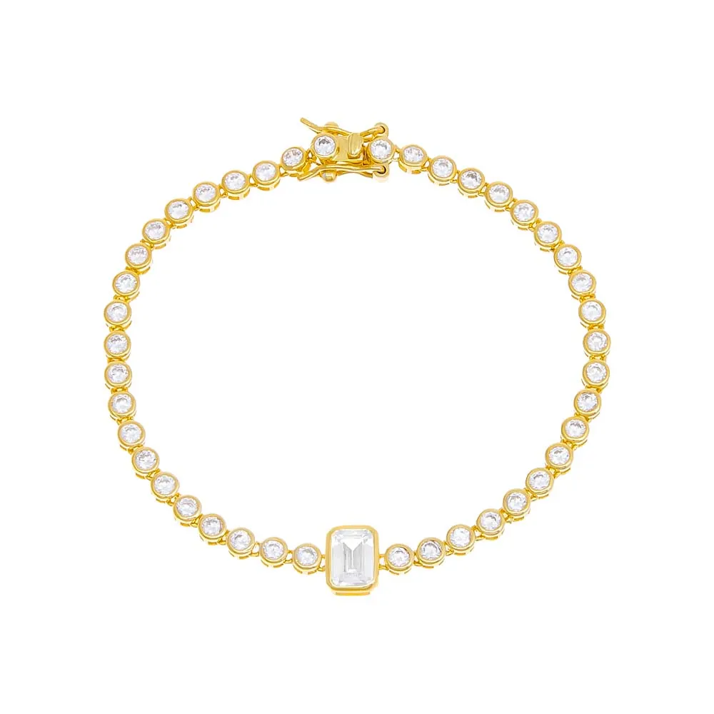 Colored Emerald Bezel Tennis Bracelet sold by Adina Eden's