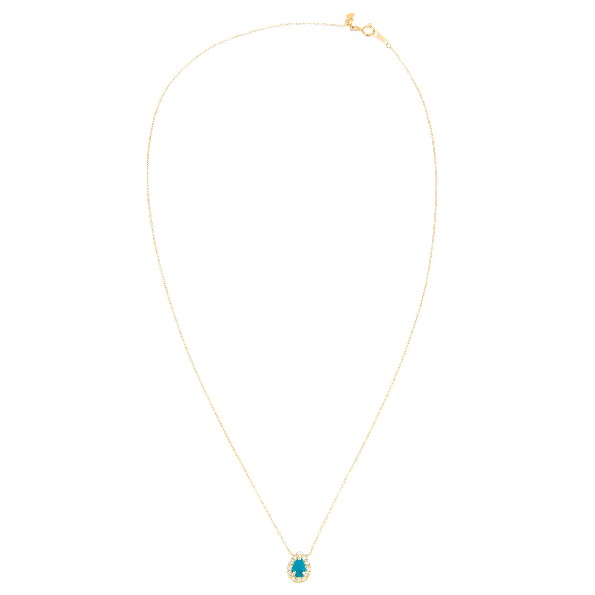 Diamond X Turquoise Pear Necklace 14K sold by Adina Eden's product image thumbnail 3