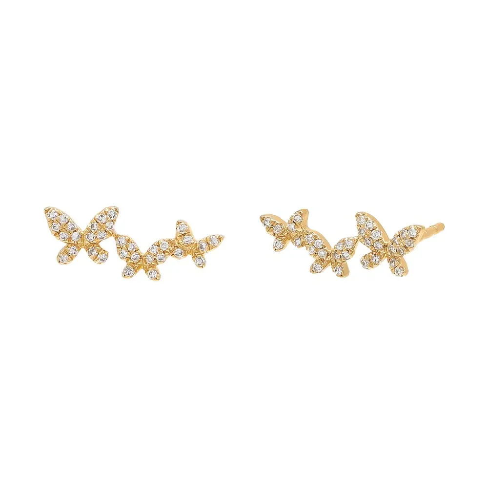 Diamond Triple Butterfly Stud Earring 14K sold by Adina Eden's