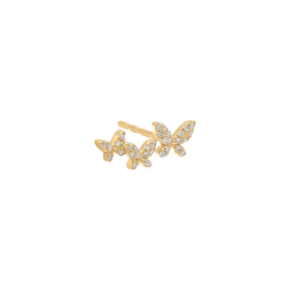Diamond Triple Butterfly Stud Earring 14K sold by Adina Eden's product image thumbnail 2