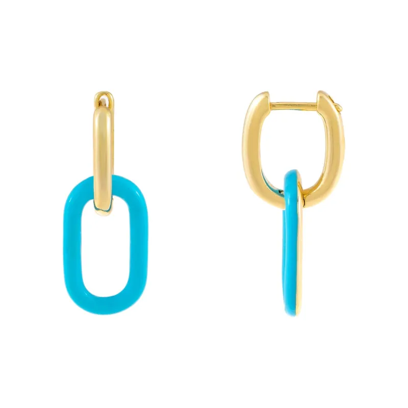 Enamel Link Huggie Earring sold by Adina Eden's