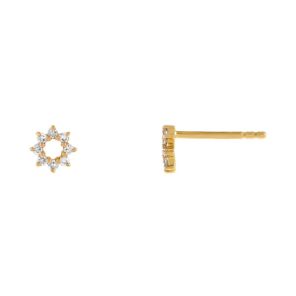 Diamond Open Flower Stud Earring 14K sold by Adina Eden's product image thumbnail 3