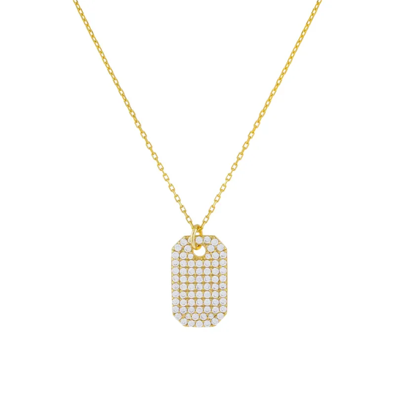 Pavé Dog Tag Necklace sold by Adina Eden's