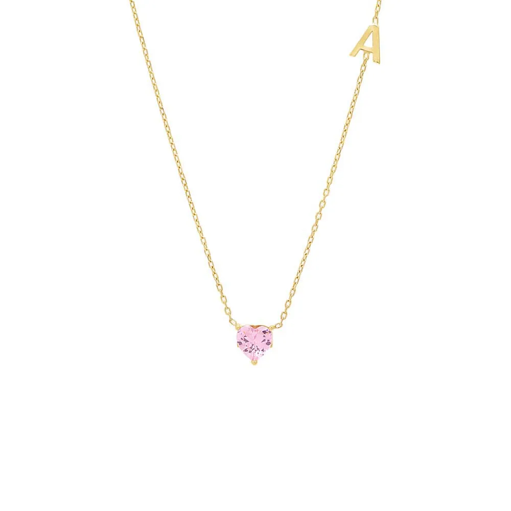 Colored Heart X Sideway Initial Necklace sold by Adina Eden's product image thumbnail 3