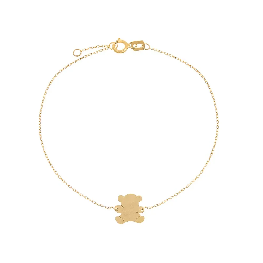 Solid Mini Teddy Bear Bracelet 14K sold by Adina Eden's