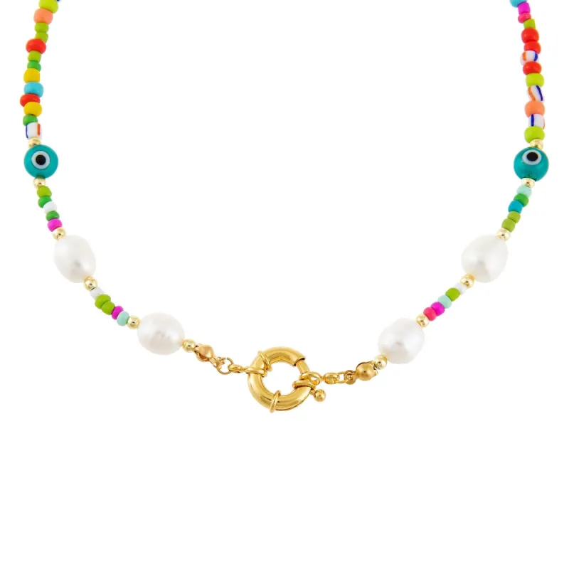 Multi Beaded Toggle Necklace sold by Adina Eden's