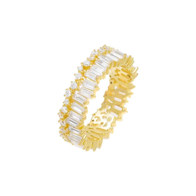 Baguette x Solitaire Double Row Eternity Band sold by Adina Eden's
