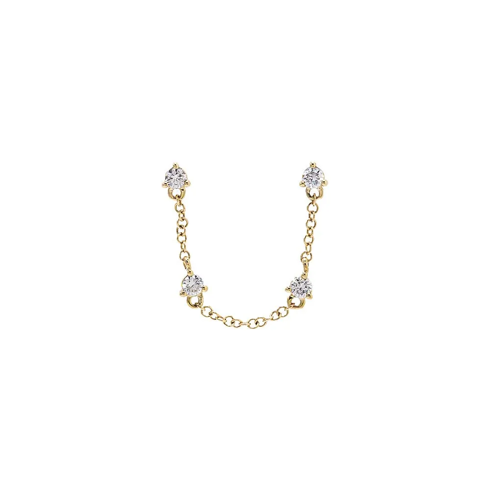 Diamond Multi Stone Double Chain Stud Earring 14K sold by Adina Eden's product image thumbnail 3