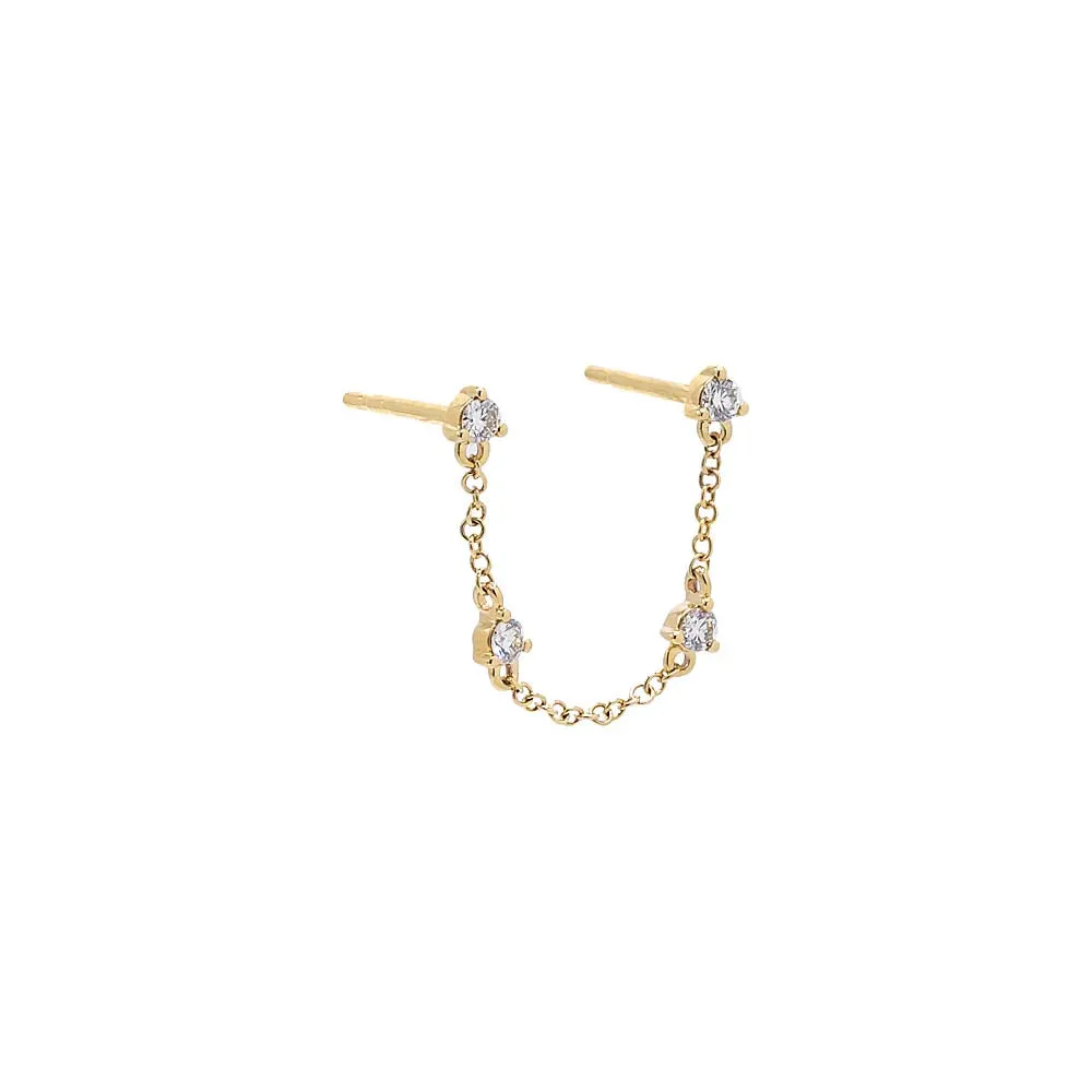 Diamond Multi Stone Double Chain Stud Earring 14K sold by Adina Eden's