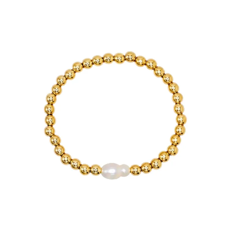 Pearl X Beaded Ball Stretch Bracelet sold by Adina Eden's