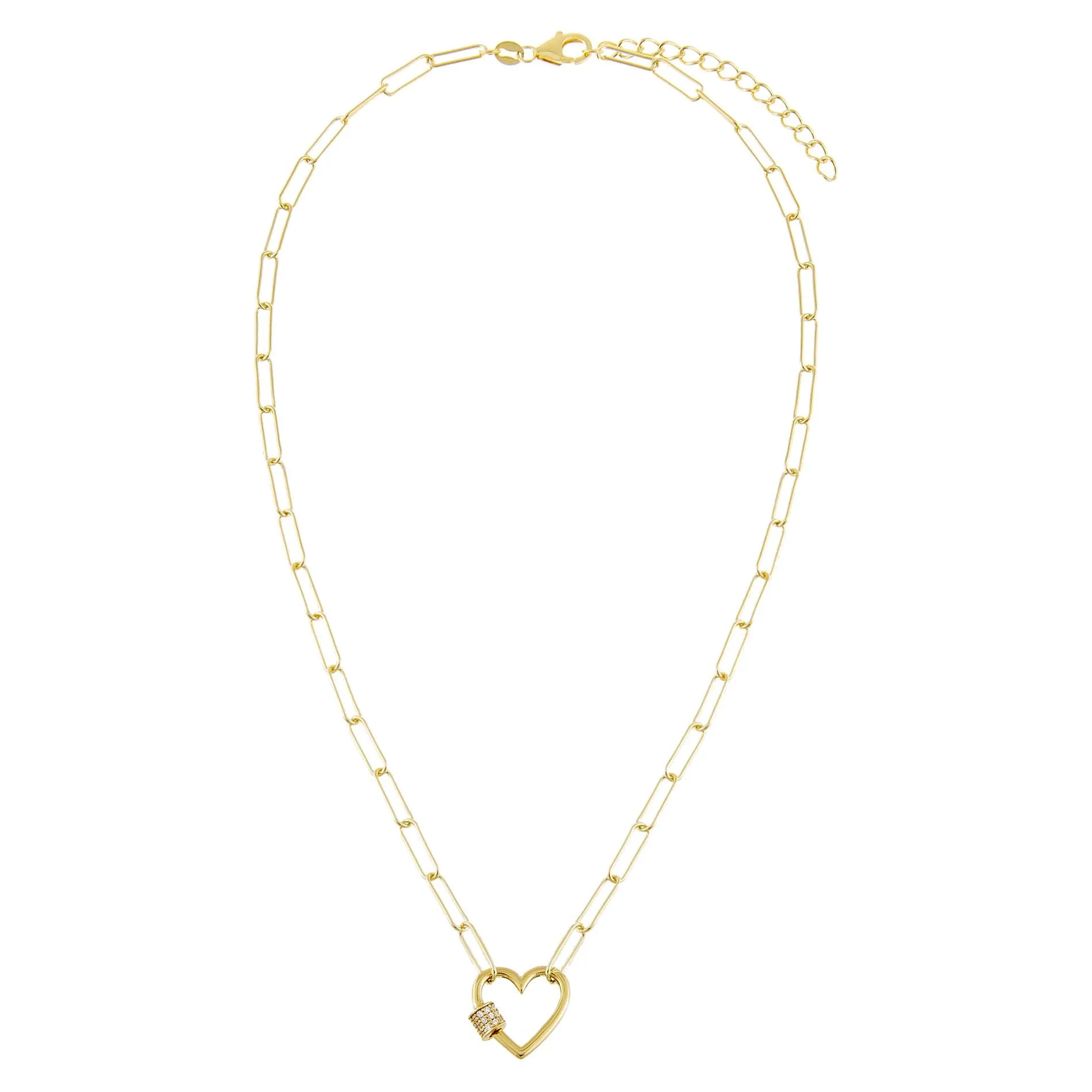 Pavé Heart Toggle Oval Link Necklace sold by Adina Eden's product image thumbnail 2