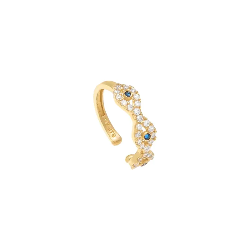 Pavé Evil Eye Ear Cuff 14K sold by Adina Eden's