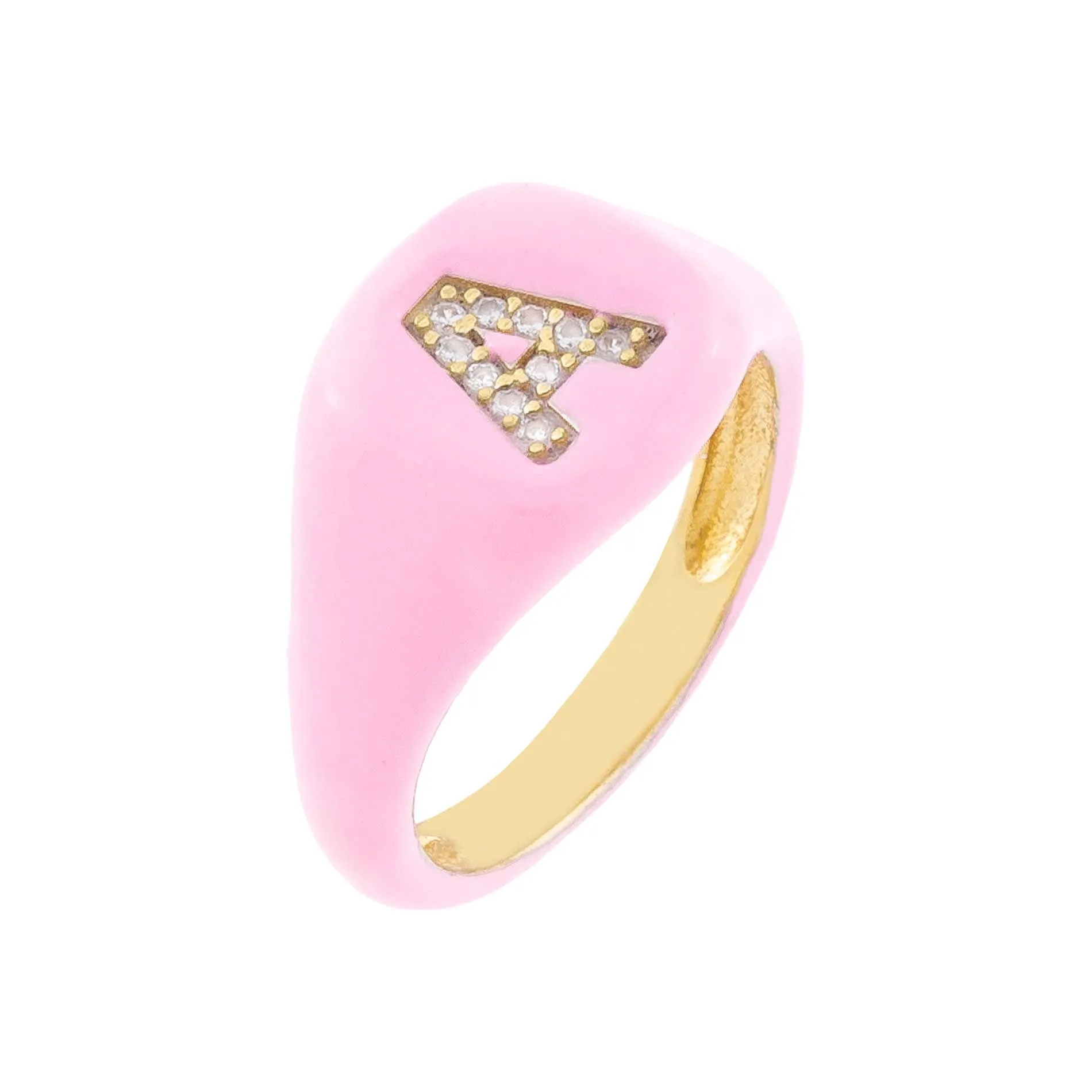 Pavé Enamel Initial Pinky Ring sold by Adina Eden's product image thumbnail 4