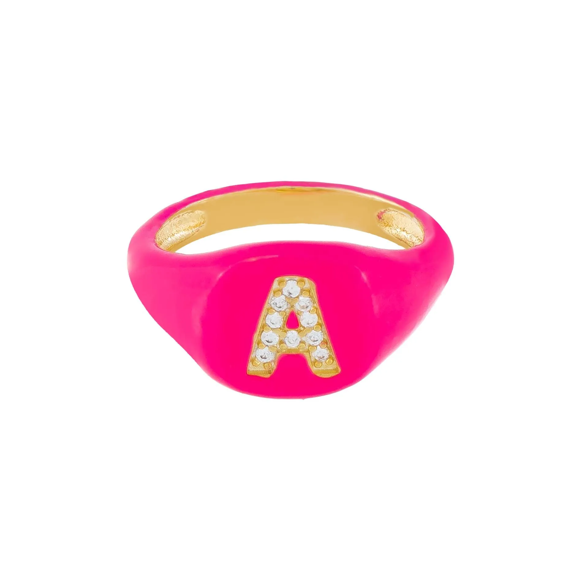 Pavé Enamel Initial Pinky Ring sold by Adina Eden's product image thumbnail 3