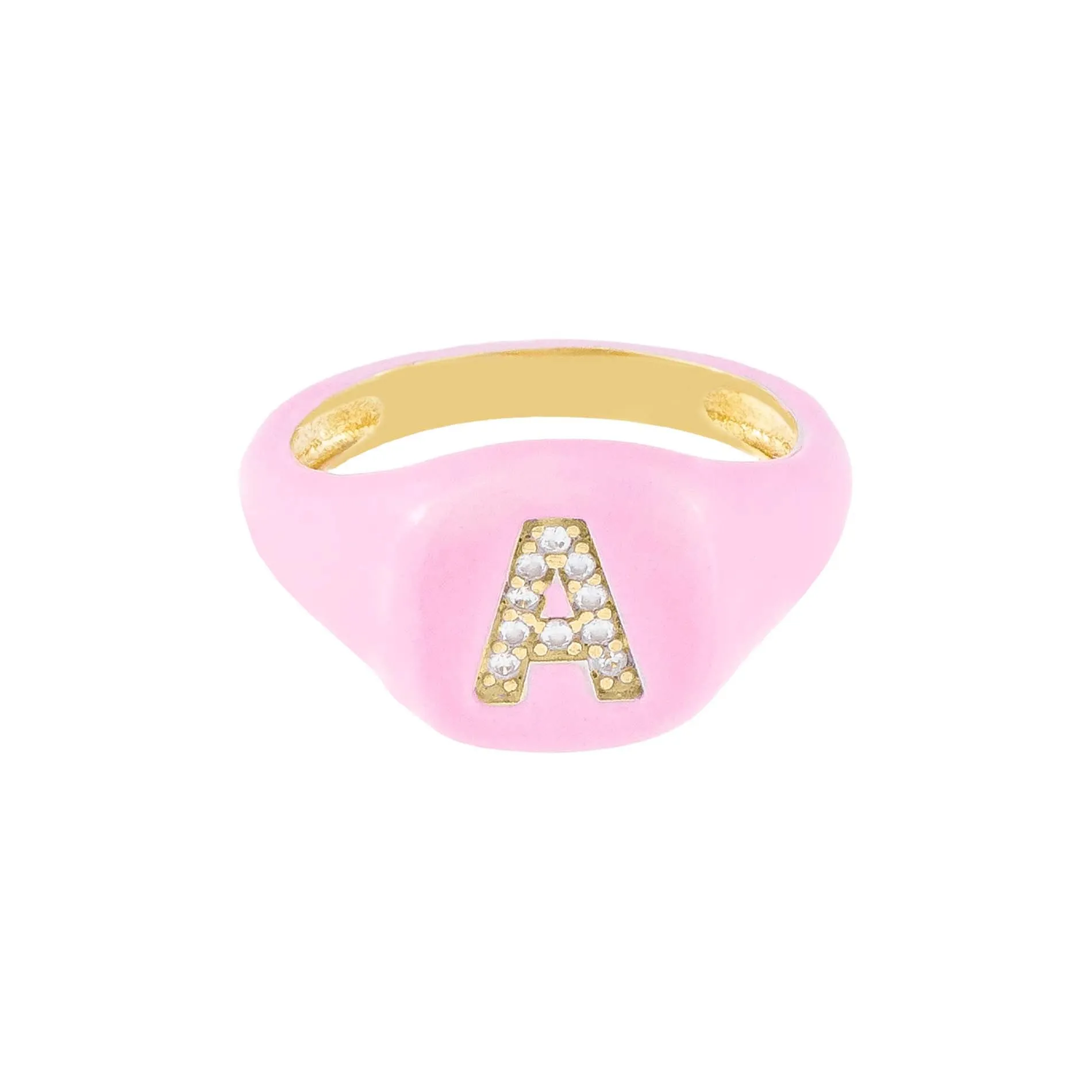 Pavé Enamel Initial Pinky Ring sold by Adina Eden's product image thumbnail 5
