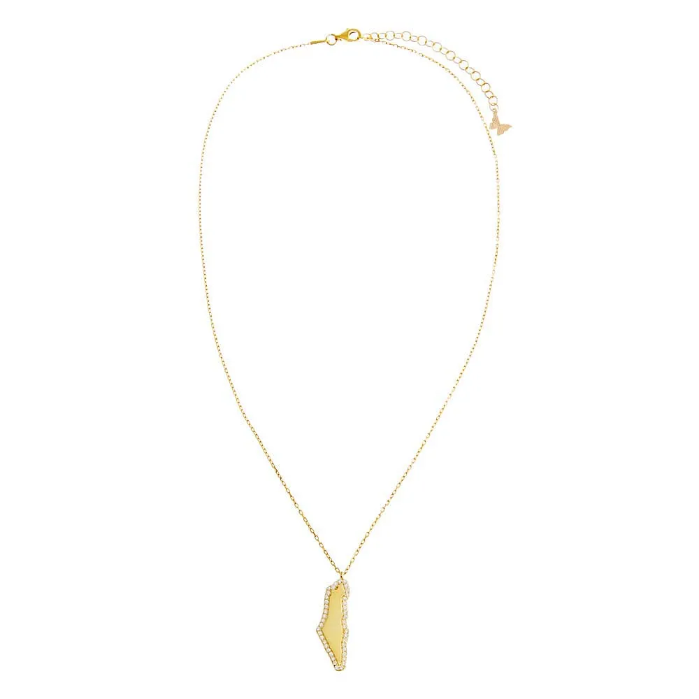 Pave Outlined Map Of Israel Necklace sold by Adina Eden's product image thumbnail 3