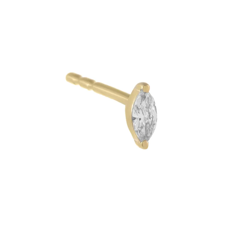 Mini Diamond Marquise Stud Earring 14K sold by Adina Eden's