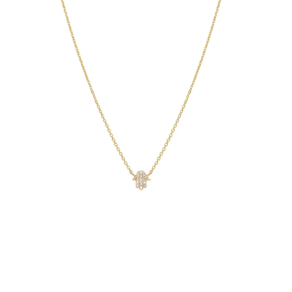 Petite Diamond Hamsa Necklace 14K sold by Adina Eden's