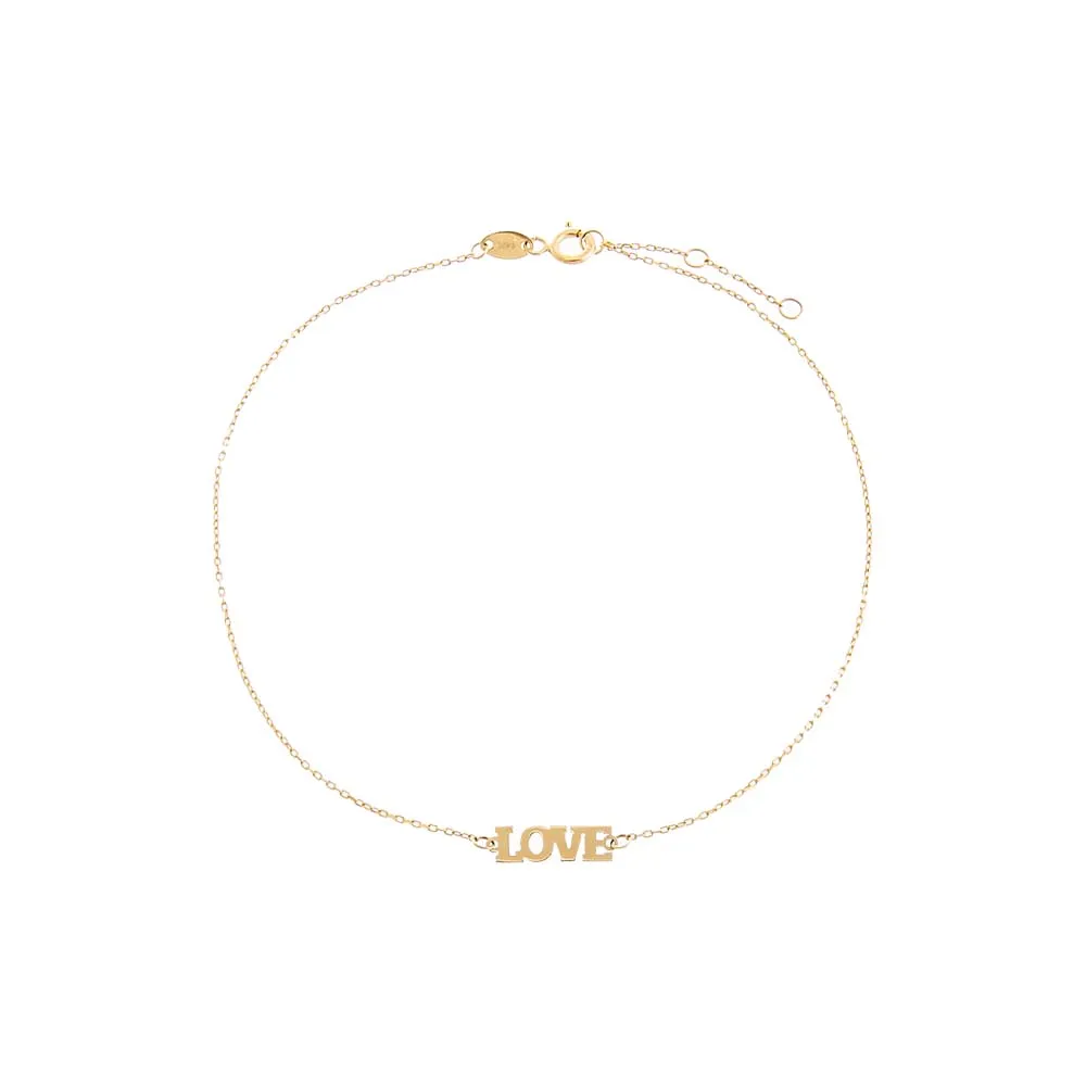 Solid Love Nameplate Anklet 14K sold by Adina Eden's
