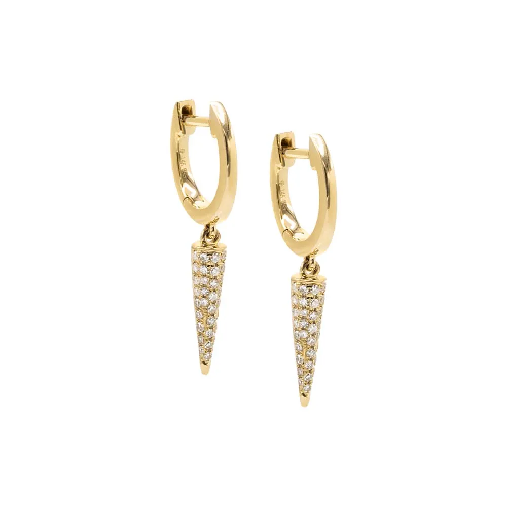 Diamond Elongated Spike Huggie Earring 14K sold by Adina Eden's
