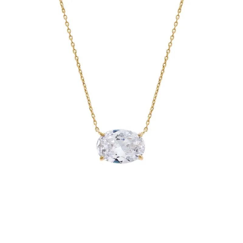 CZ Oval Shape Pendant Necklace sold by Adina Eden's