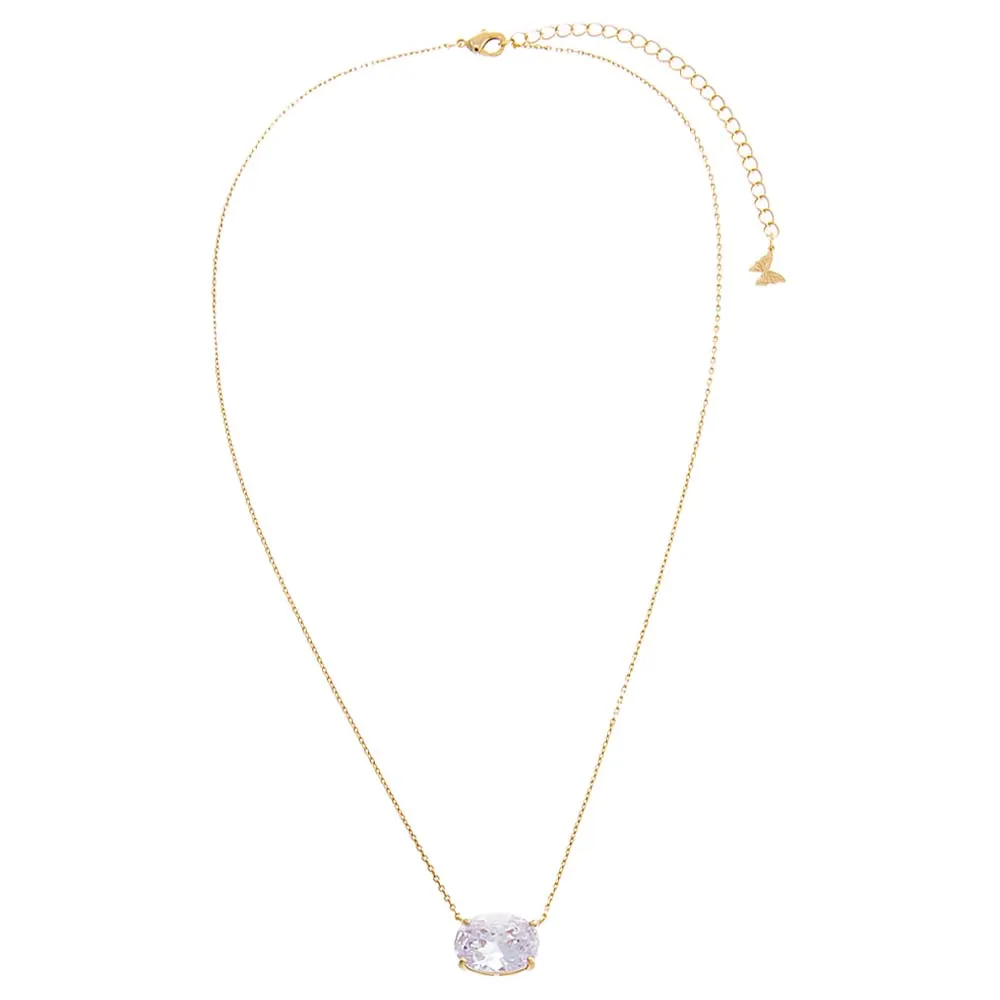 CZ Oval Shape Pendant Necklace sold by Adina Eden's product image thumbnail 3