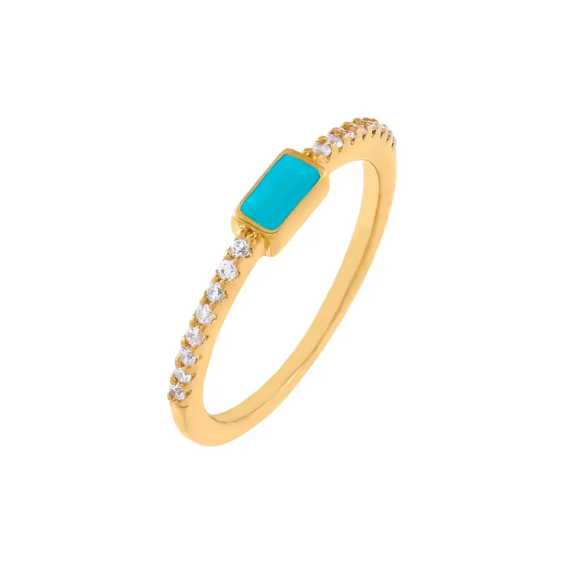 CZ Turquoise Baguette Ring sold by Adina Eden's