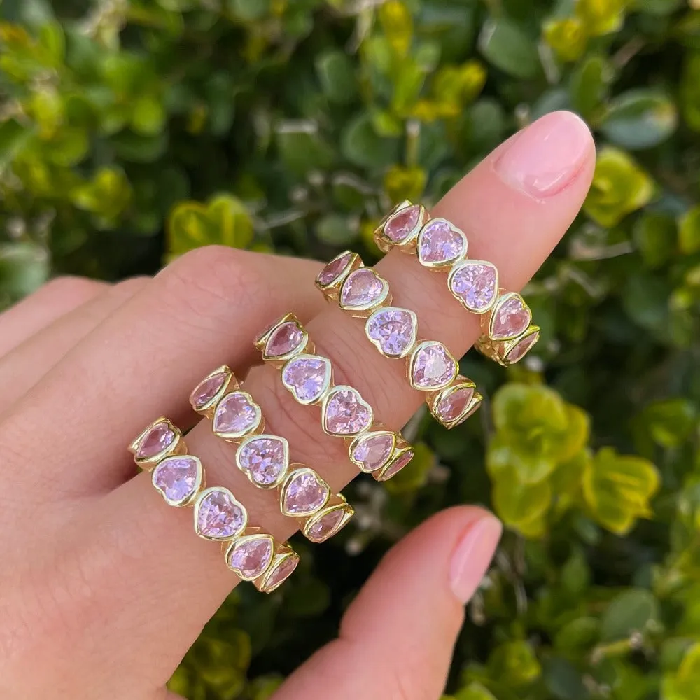 Colored Bezel Heart Eternity Band sold by Adina Eden's product image thumbnail 4