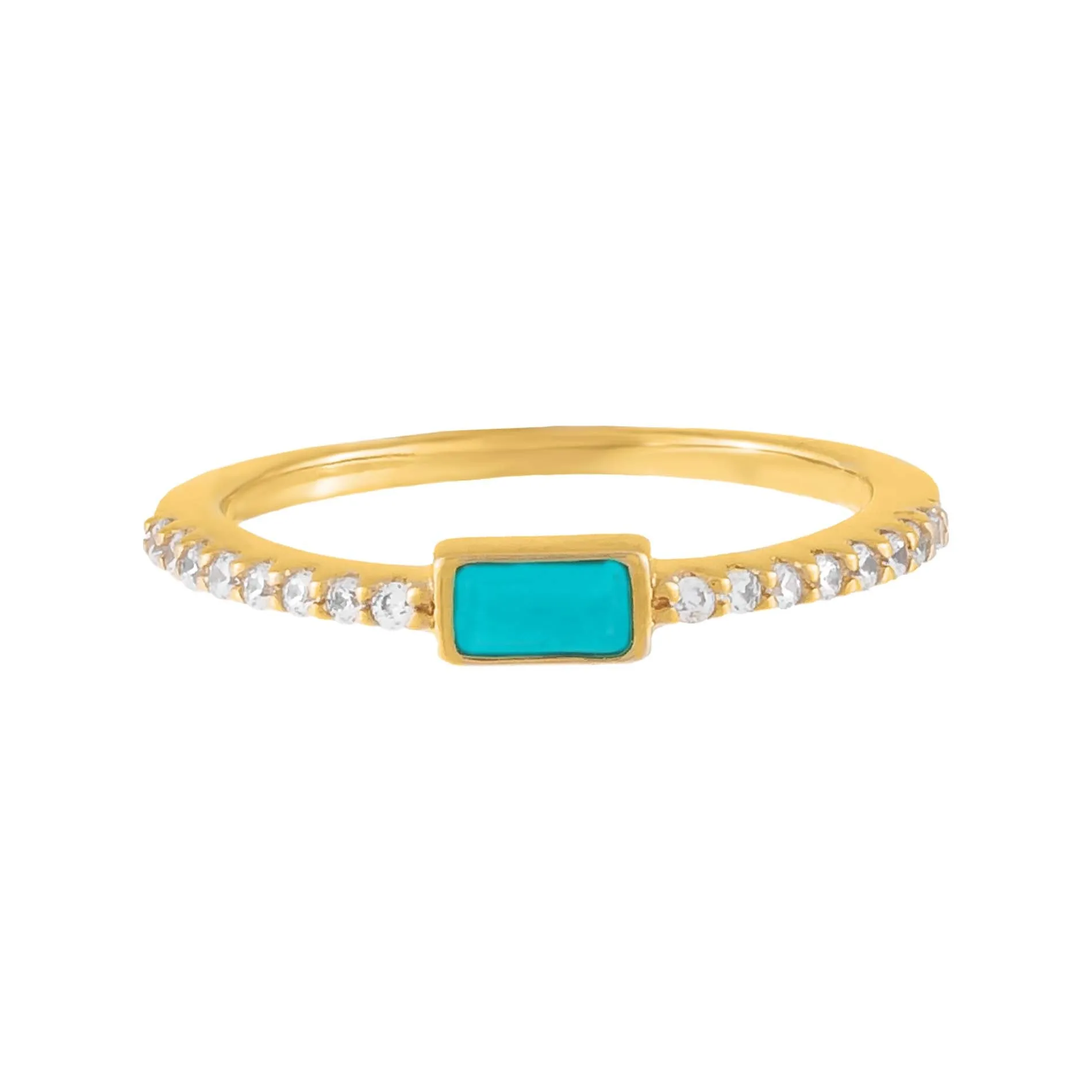 CZ Turquoise Baguette Ring sold by Adina Eden's product image thumbnail 3
