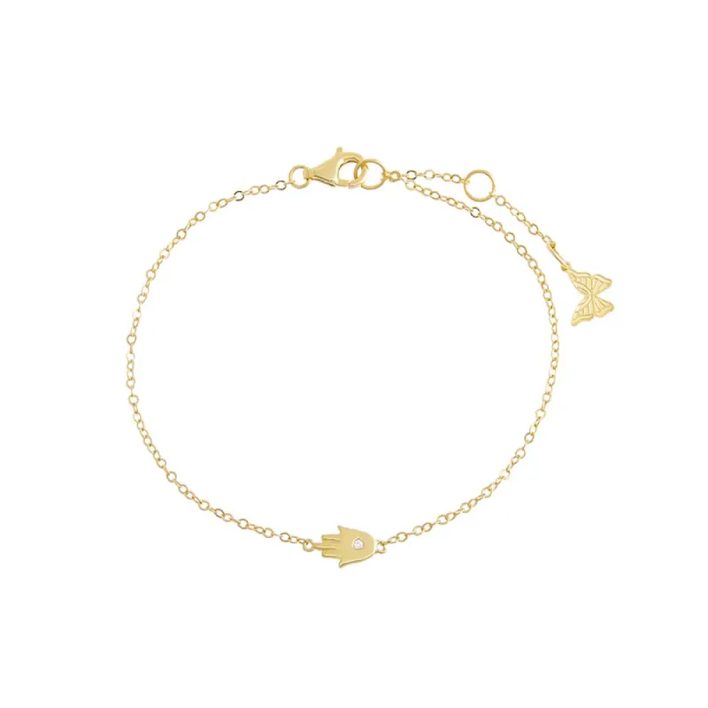 CZ Bezel Hamsa Bracelet sold by Adina Eden's