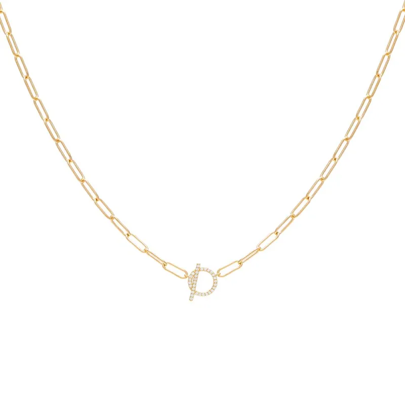 Paper Clip Link Faux Toggle Necklace sold by Adina Eden's