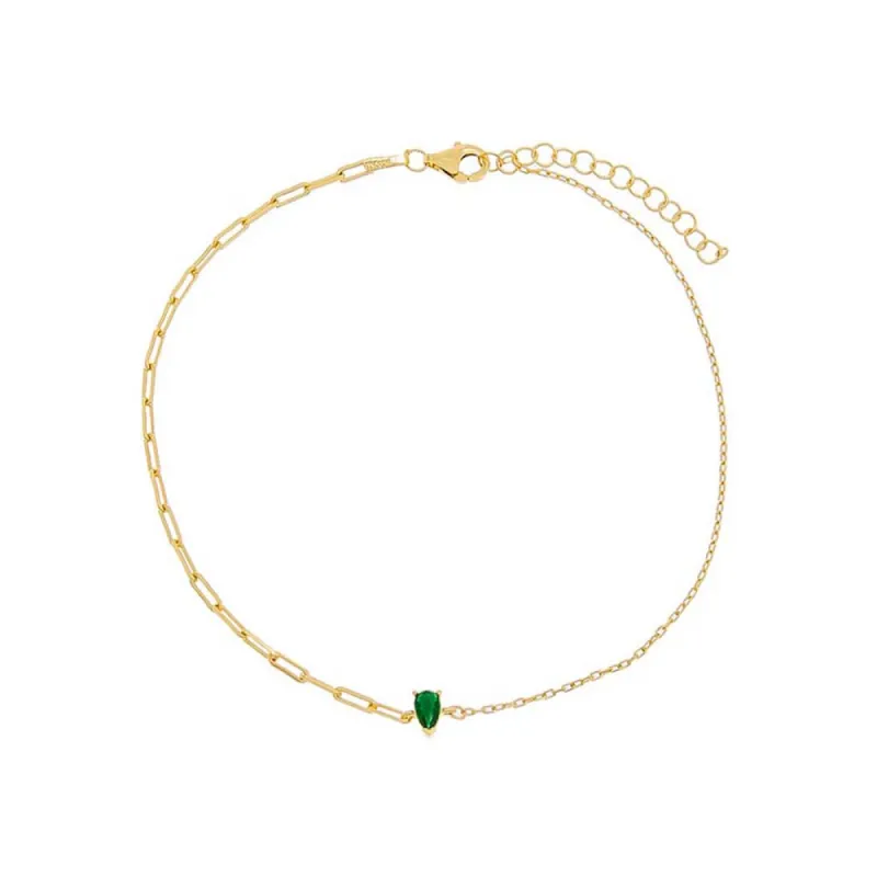 Colored Mixed Chain Teardrop Anklet sold by Adina Eden's