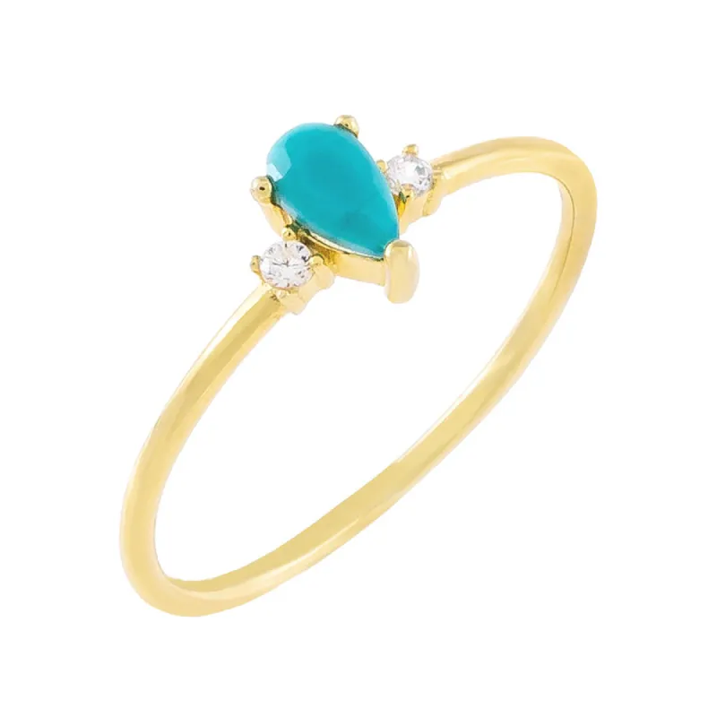 CZ Turquoise Stone Ring sold by Adina Eden's