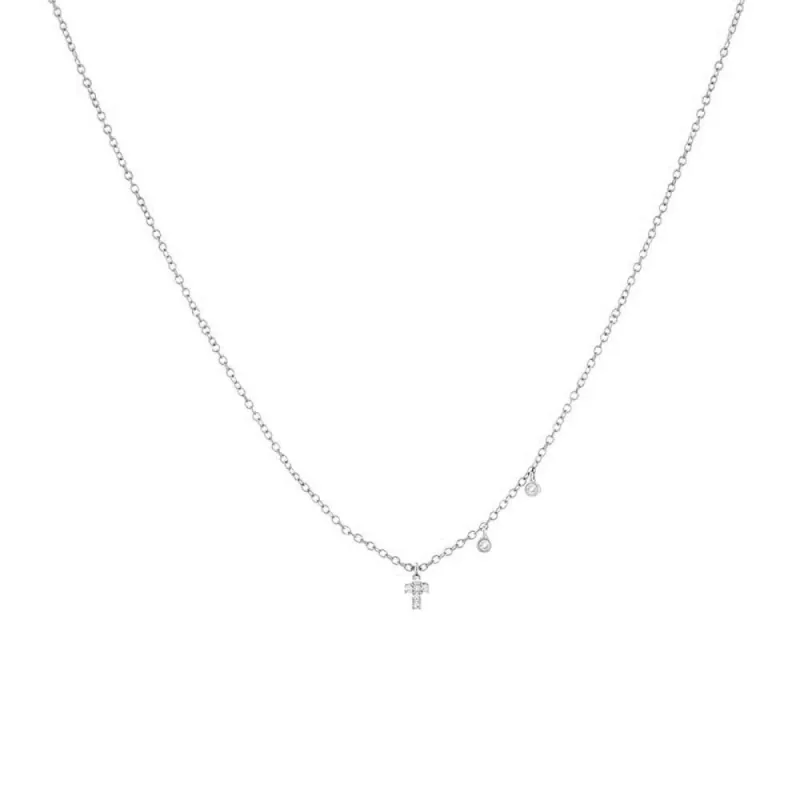 Tiny Diamond Cross Necklace 14K sold by Adina Eden's